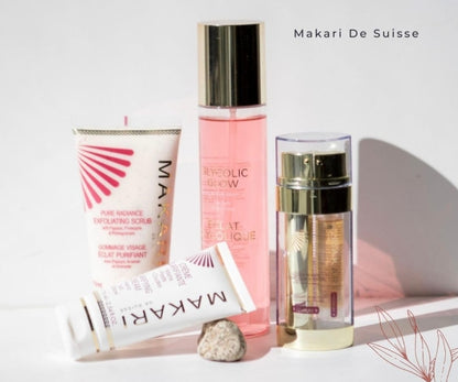 Coffret cadeau tonique à l'acide glycolique et à l'eau de riz Makari avec gommage exfoliant Pure Radiance