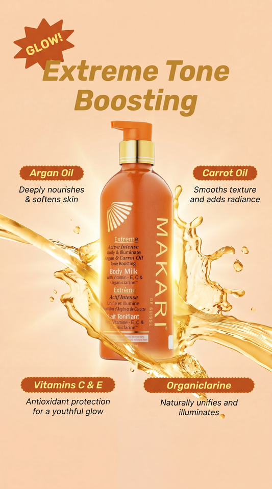 Loción corporal reafirmante con aceite de argán y zanahoria de Makari Extreme