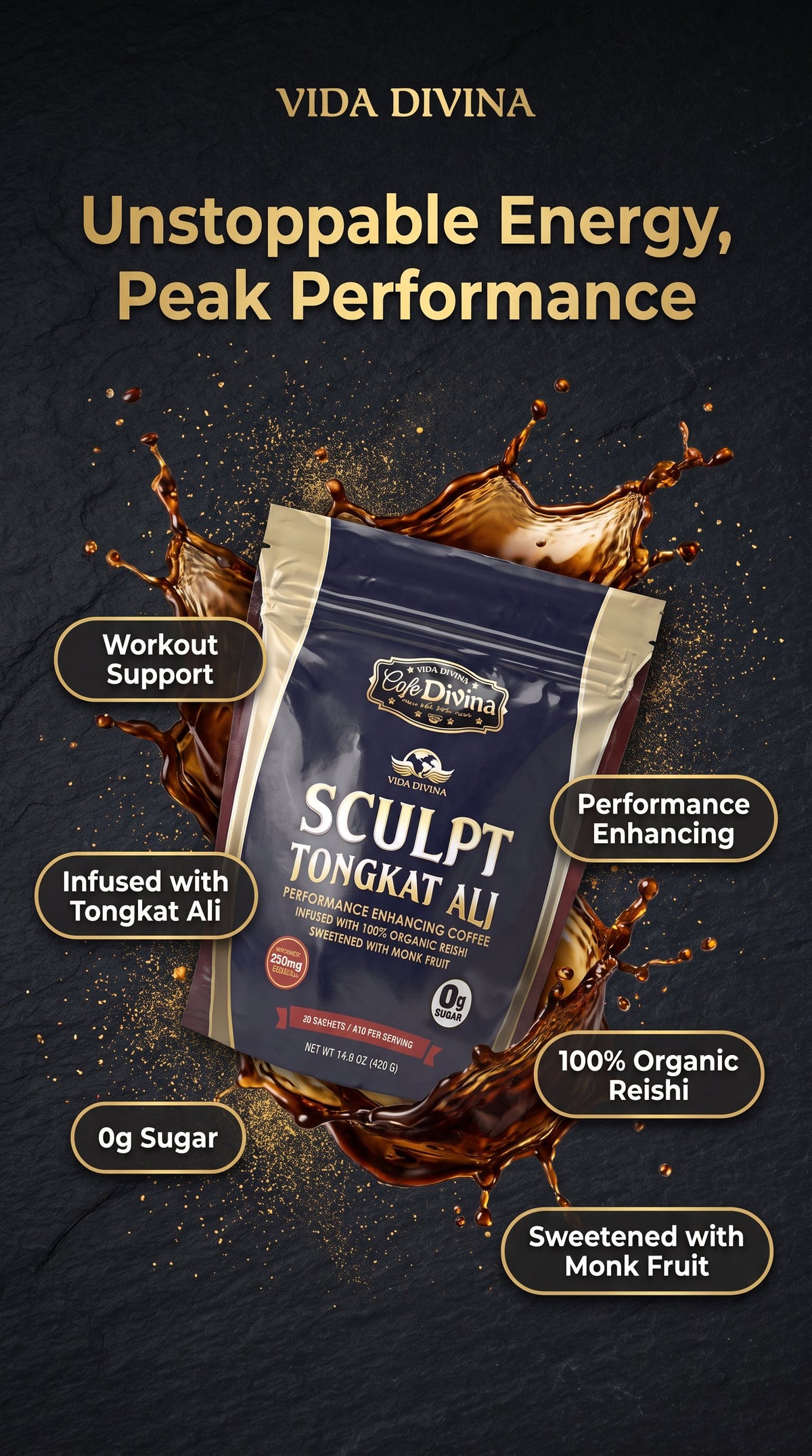 Vida Divina Café 1 sachet Sculpt Tongakt Ali CAFFE