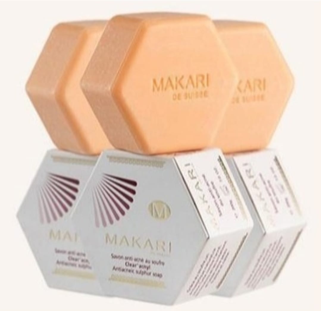 Ensemble de 3 pièces Makari - Barre de savon au soufre classique - 7 oz - Visage et corps anti-acné - NOUVEAU