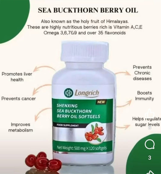 Longrich Berry Oil , Sea Buckthorn Berry Oil - 120 Softgels / USA New Packaging