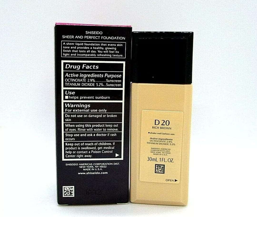 Shiseido Sheer and Perfect Foundation-Rich Brown D20