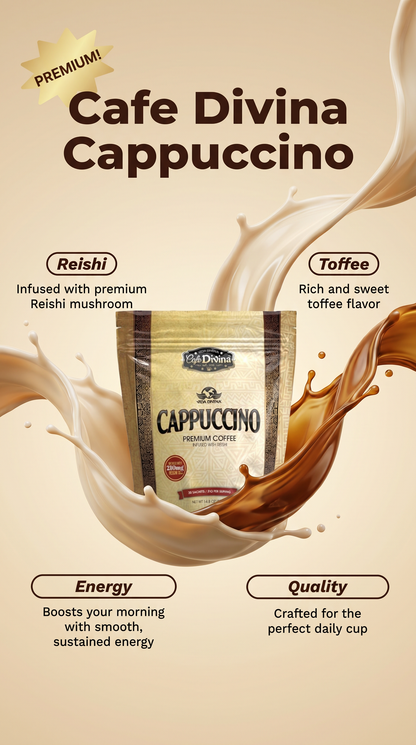 Vida DIVINA CAFE DIVINA CAPPUCCINO CARAMEL DE QUALITÉ SUPÉRIEURE INFUSÉ AU REISHI ...