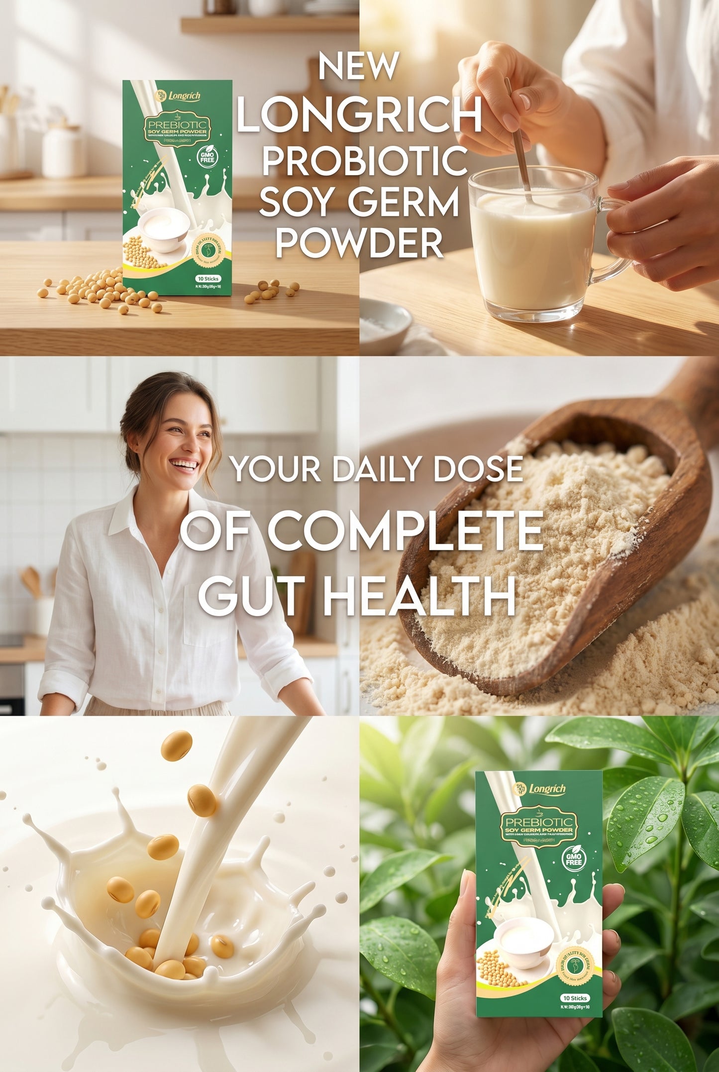 Longrich Prebiotic Soy Germ With Calcium and Multivitamins 10 Sticks 20g