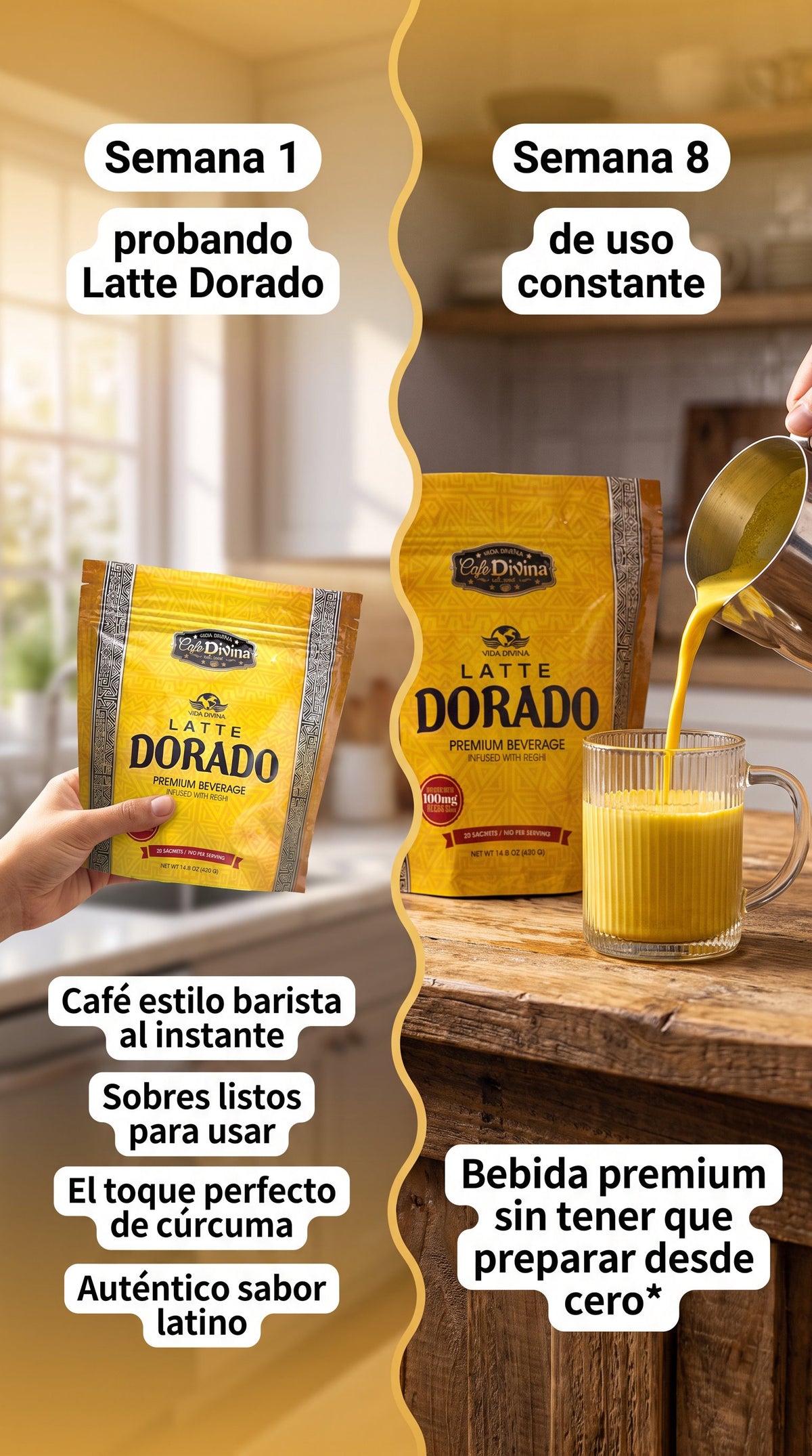 Café Dorado Latte cúrcuma - sabor latino