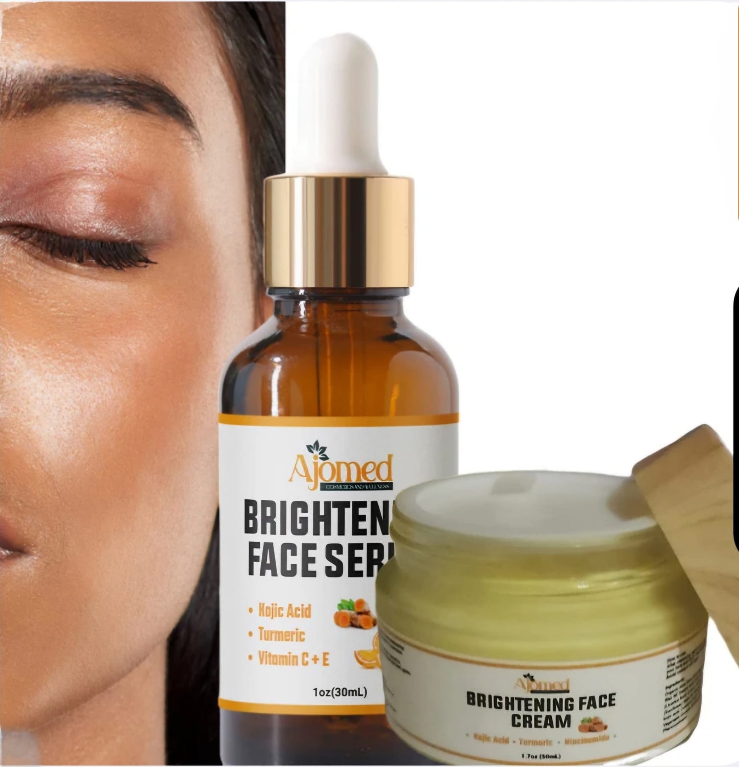 AJOMED Cosmetics and Wellness
Kojic Acid & Turmeric Brightening Neck Face Cream with Alpha Arbutin, Niacinamide and Papaya. Handmade Face cream