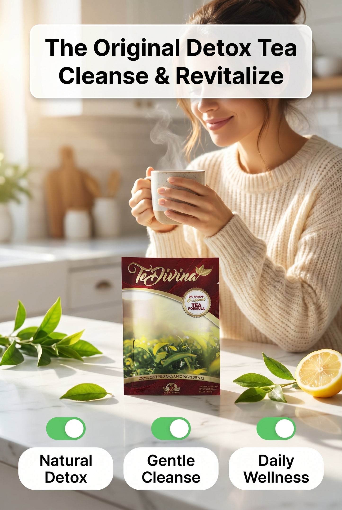 Thé détox original Te Divina pour la détoxification, le nettoyage et la perte de poids 1 sachet