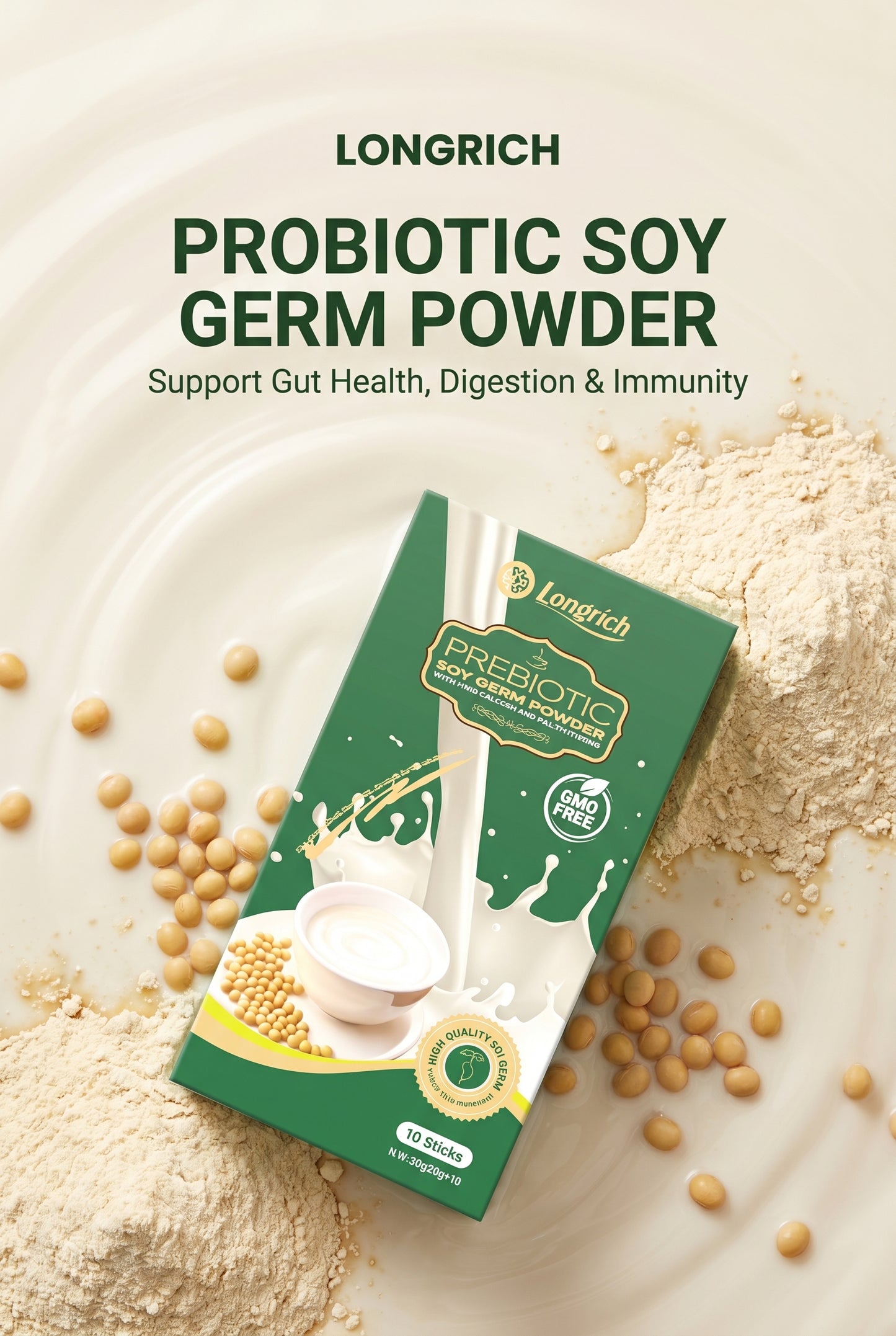 Longrich Prebiotic Soy Germ With Calcium and Multivitamins 10 Sticks 20g
