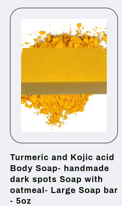 AJOMED Cosmetics and Wellness.Kojic Acid & Turmeric Body Soap with Alpha Arbutin & Papaya Extract - Large Soap Loaf - 5oz