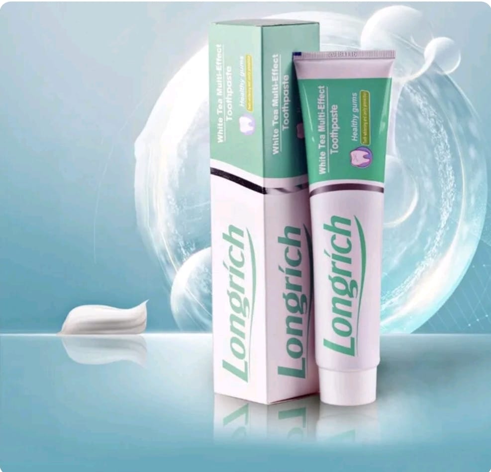 Dentifrice Longrich, thé blanc, sans fluor, nettoyage en profondeur, format géant (200 g)