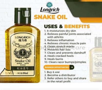 Longrich Snake Oil - For Arthritis, Stretch Marks & Acne Removal 100% Pure 80ML