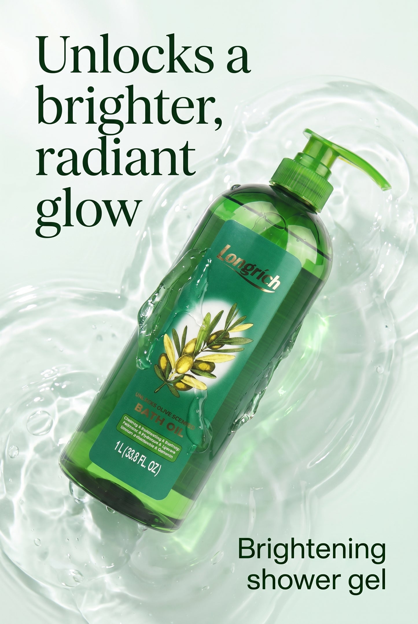 Huile de bain parfumée à l'olive dorée Longrich Huile de bain nettoyante/hydratante/apaisante