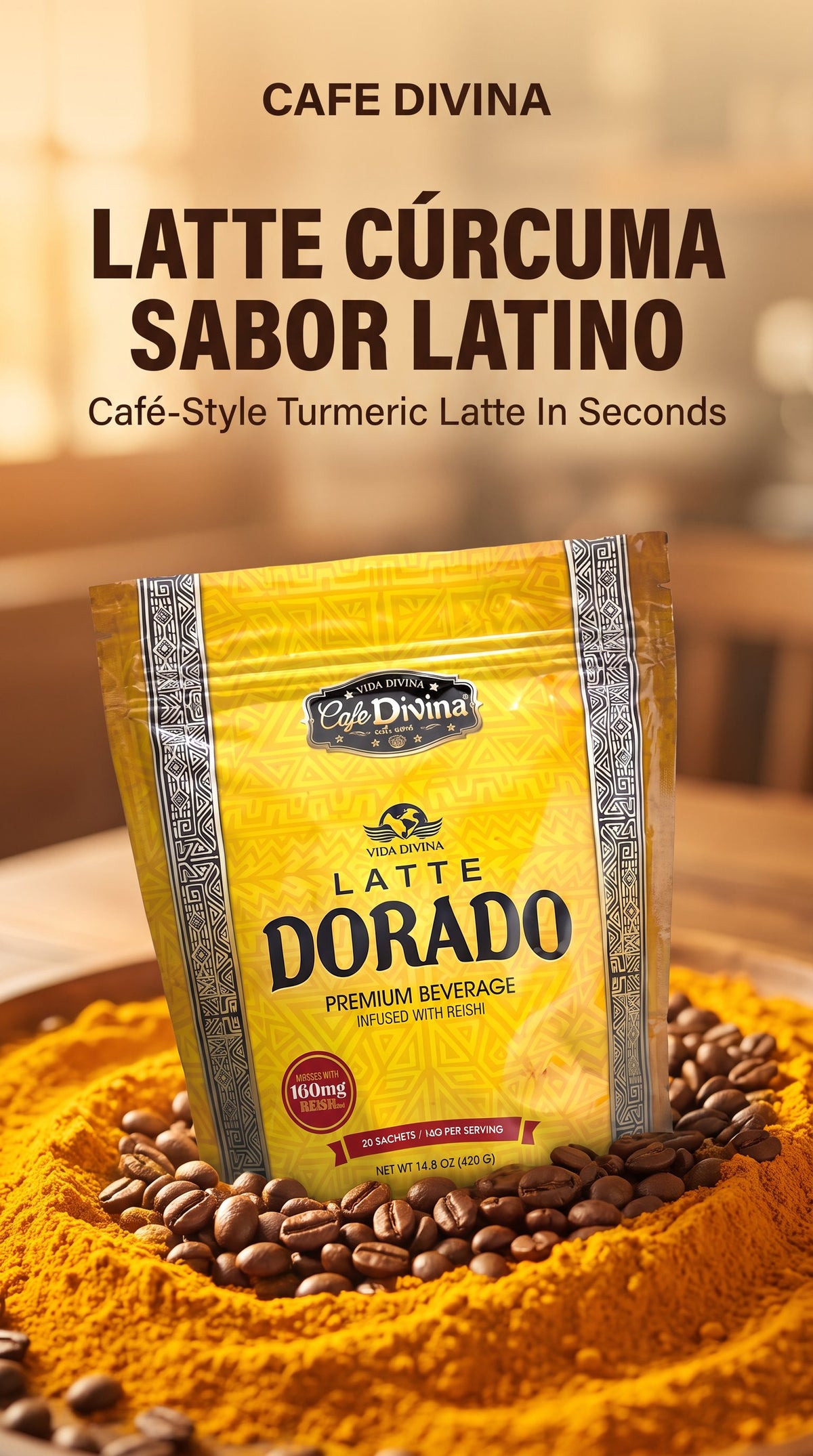 Café Dorado Latte cúrcuma - sabor latino