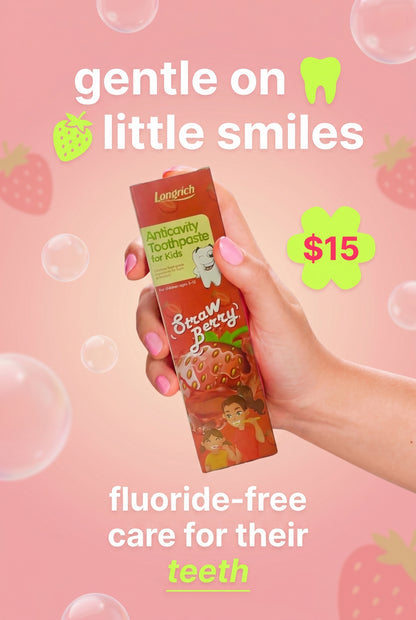 Longrich Kids Toothpaste – Strawberry Flavor 60g | Gentle Fluoride-Free Oral Car