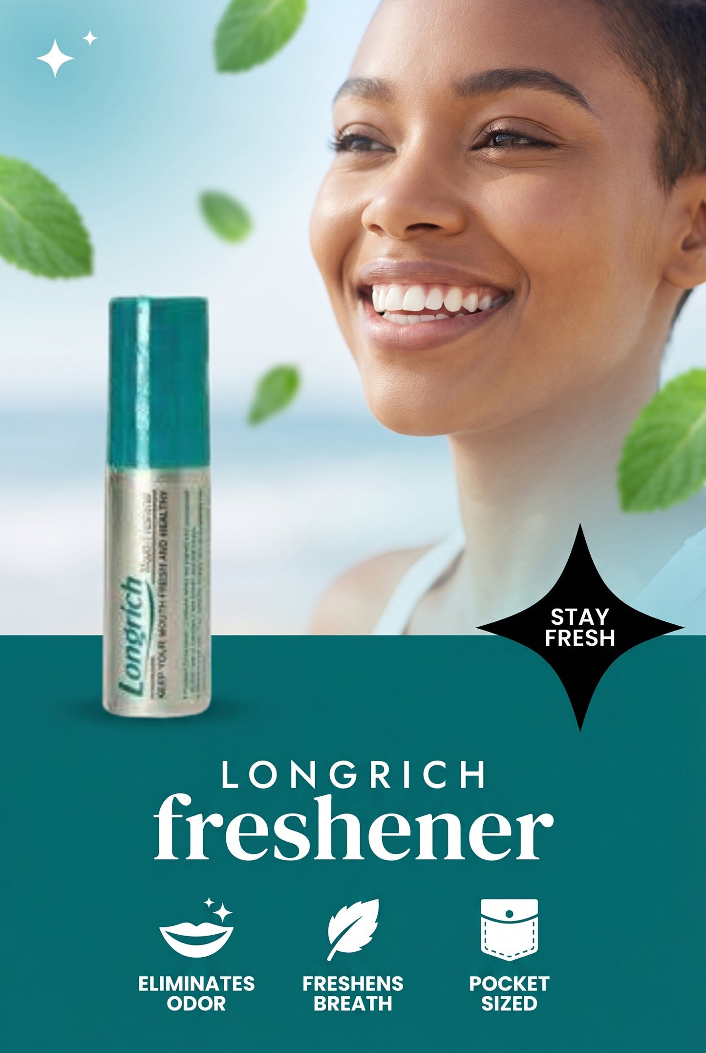Rafraîchisseur de bouche Longrich / Élimine les odeurs buccales / Rafraîchit l'haleine 15 g / 0,53 oz