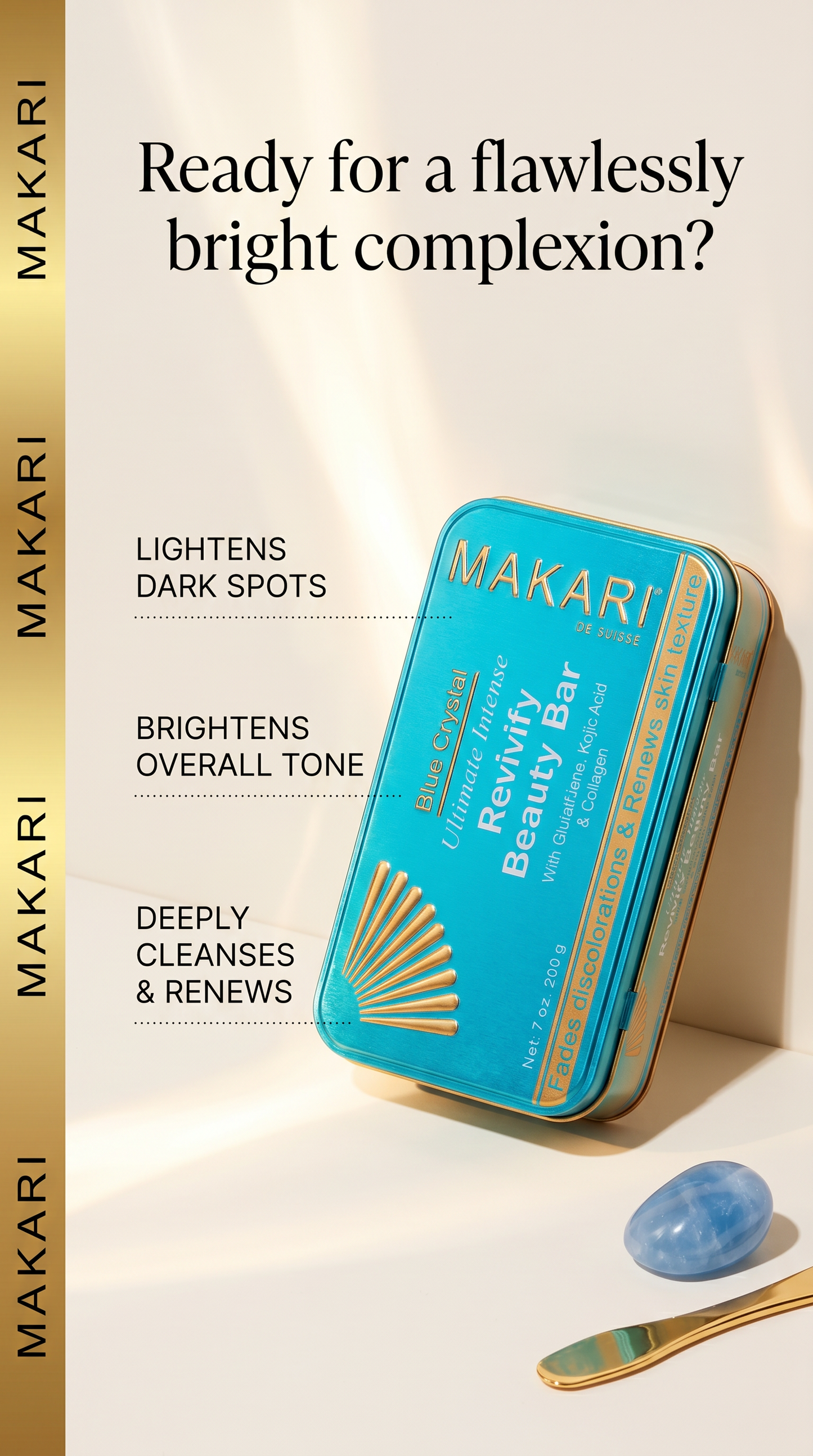Makari Blue Crystal Revivify Beauty Bar Soap – Lightening, Brightening Cleansing