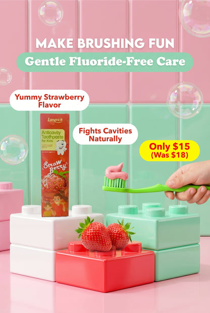 Longrich Kids Toothpaste – Strawberry Flavor 60g | Gentle Fluoride-Free Oral Car