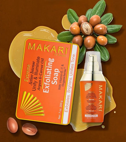 Coffret cadeau de soins tonifiants pour la peau Makari Extreme Carotte et huile d'argan 