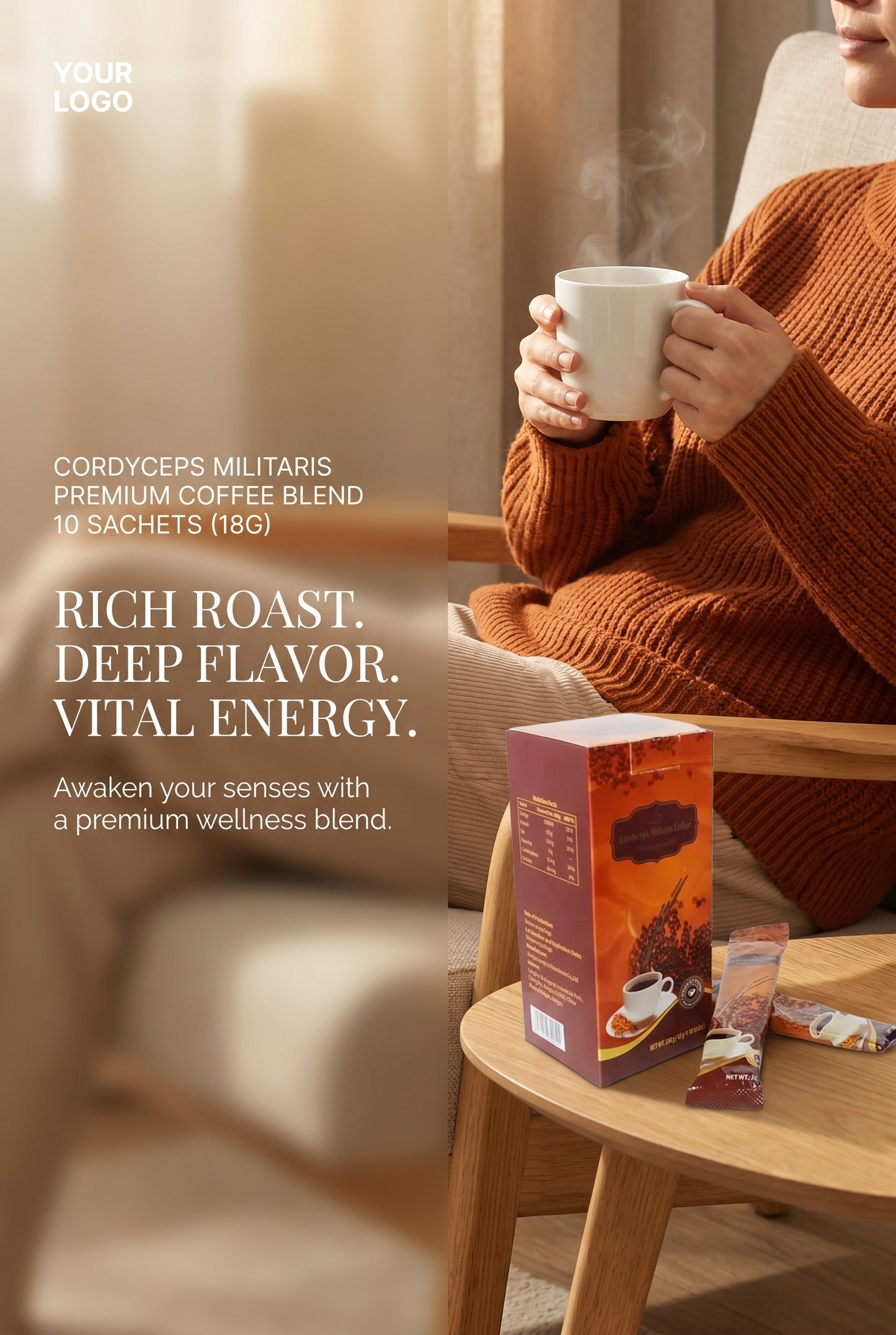 Café Longrich / Café Longrich Cordyceps Militaris (10 pièces) 18 g