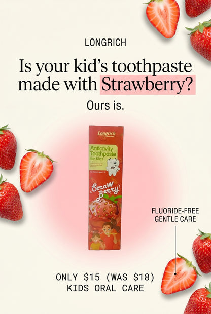 Longrich Kids Toothpaste – Strawberry Flavor 60g | Gentle Fluoride-Free Oral Car