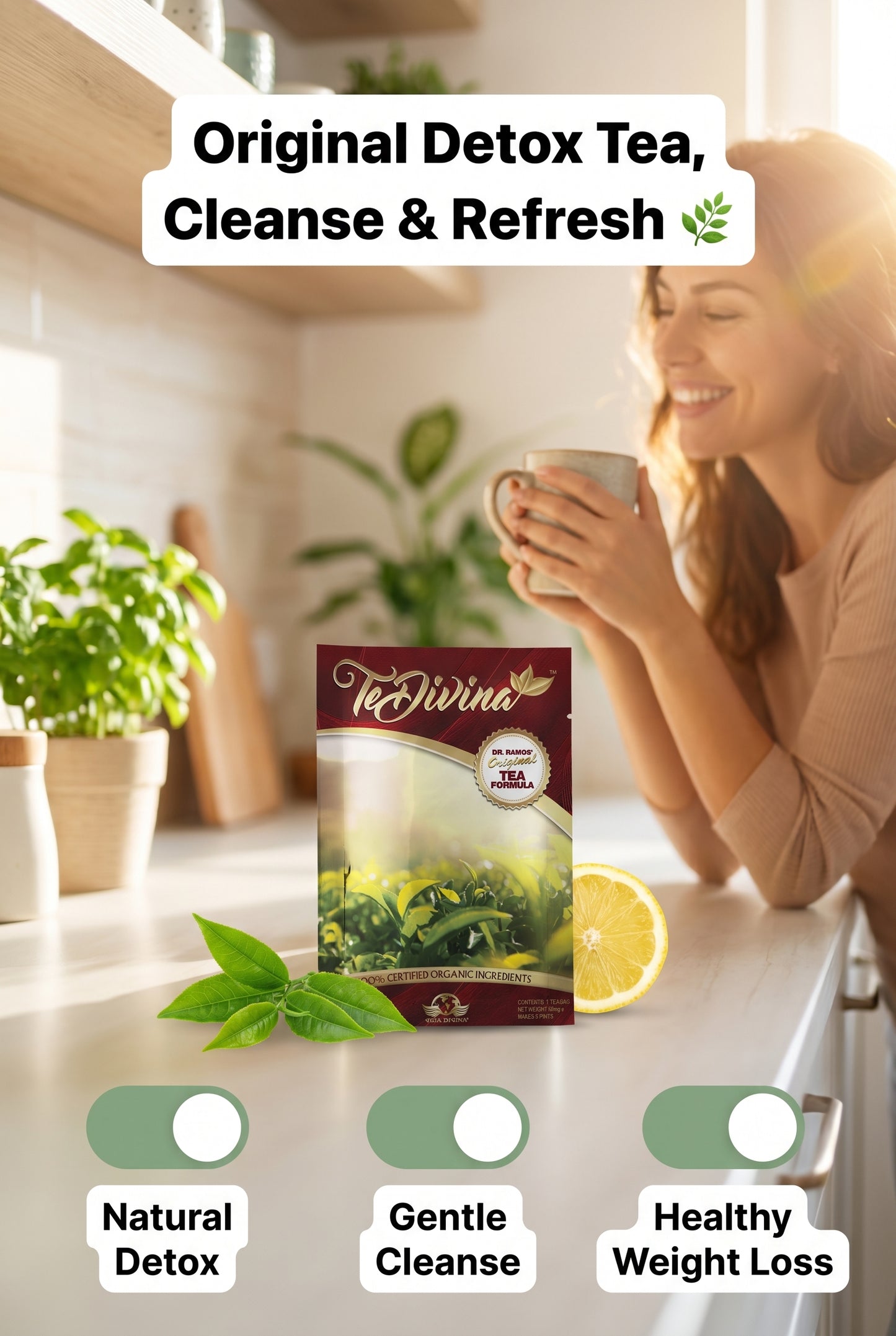 Thé détox original Te Divina pour la détoxification, le nettoyage et la perte de poids 1 sachet