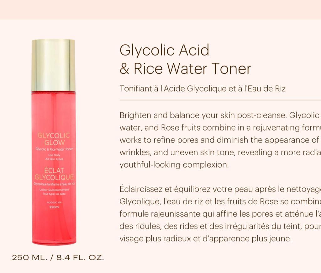 Coffret cadeau tonique à l'acide glycolique et à l'eau de riz Makari avec gommage exfoliant Pure Radiance