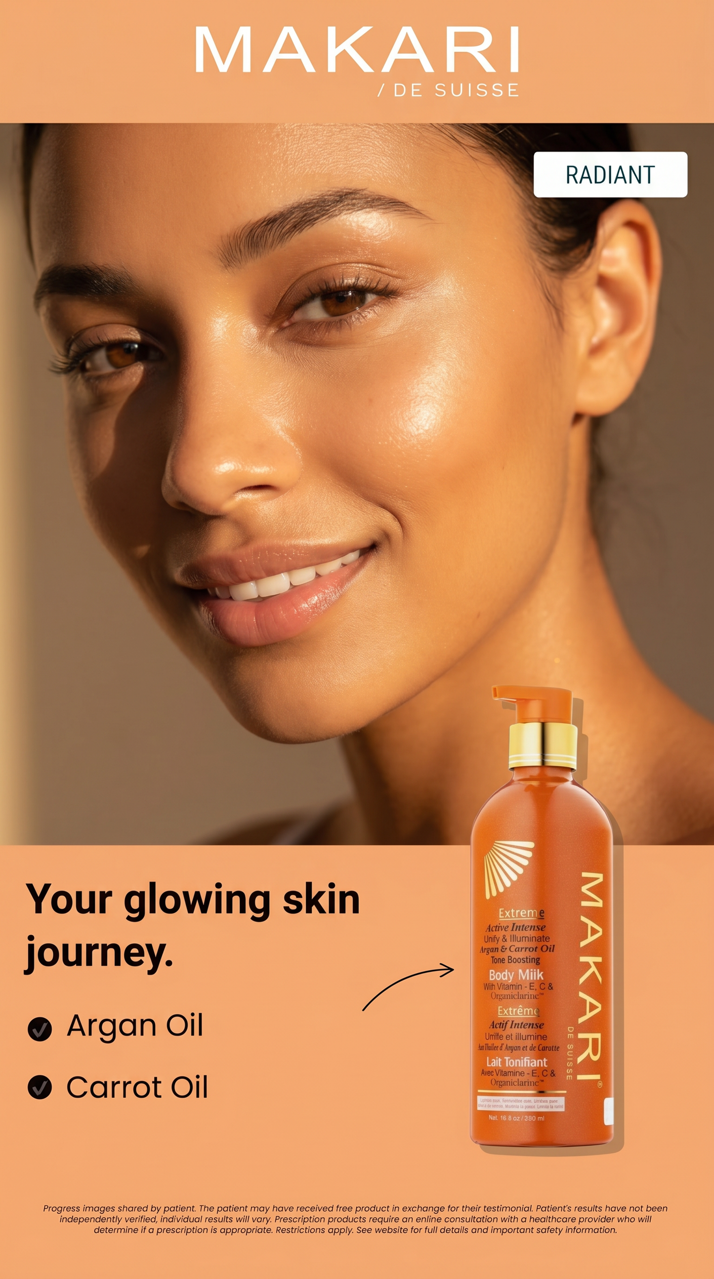 Makari Extreme Argan & Carrot Oil Tone Boosting Body Lotion