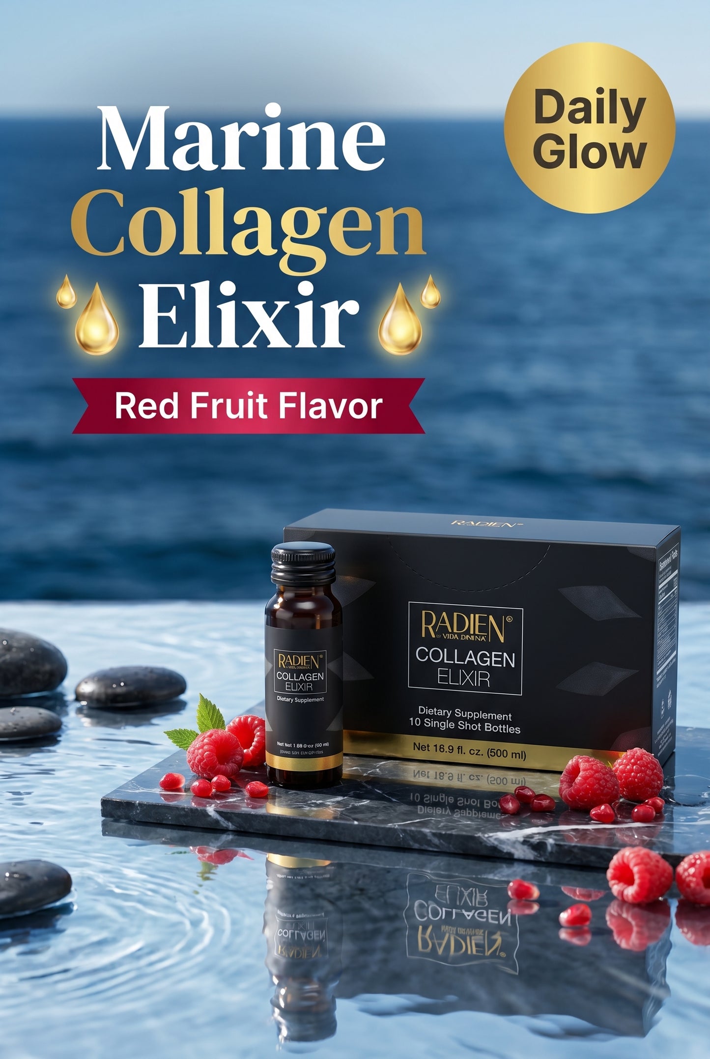 Vida Divina Regenerative Skin Science Marine Collagen – 10 Bottle Pack (Red Fruit Flavor)