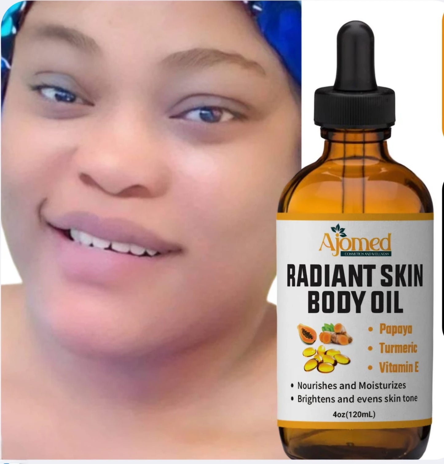 Body Brightening Oil - for Stretch Marks, Dark Spots & Acne Scars with Essential Oils - Firm & Tone Skin - Body, Face & Hair Moisturizer