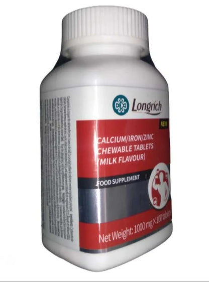 Longrich Calcium- Iron & Zinc Chewable Tablets/ Calcium Milk Flavor