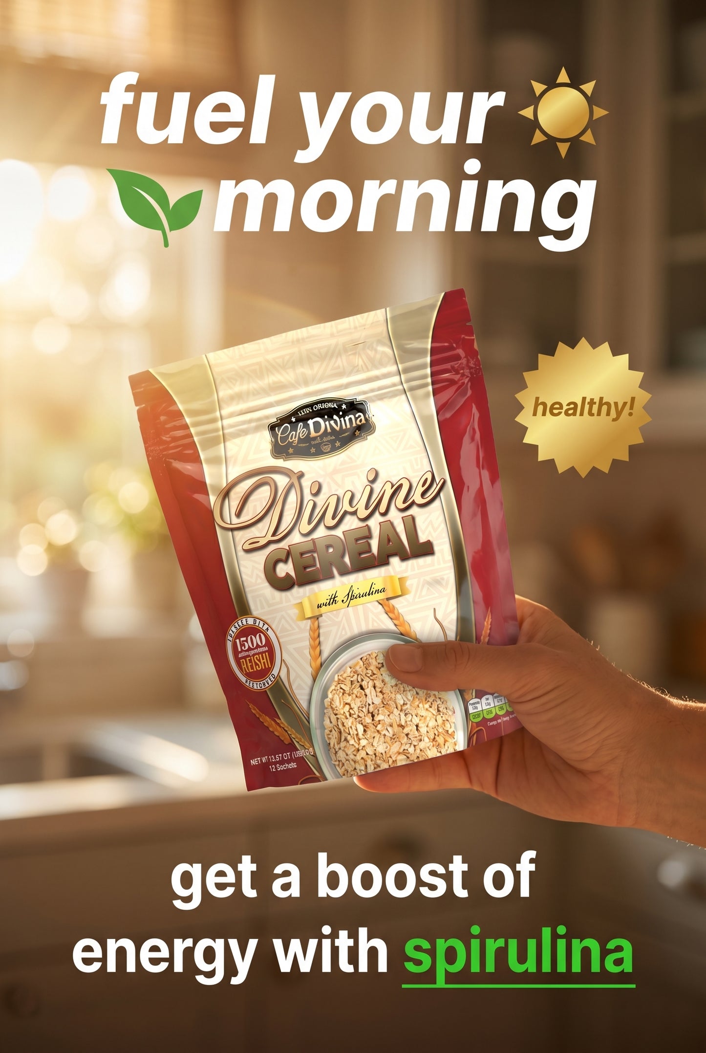 VIDA DIVINA DIVINE CEREAL avec spiruline Net Wt 30g/Sachet
