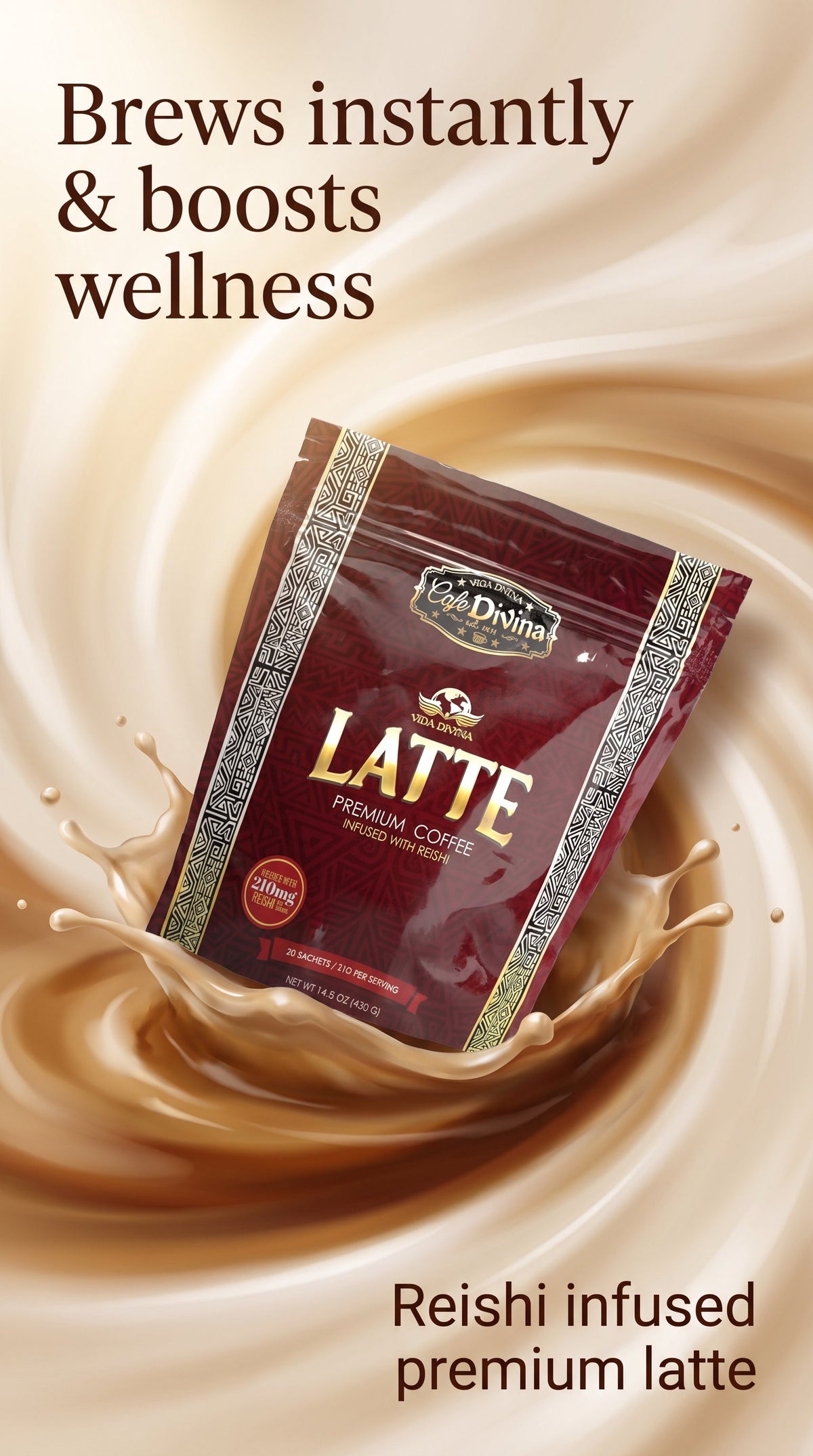 Café Premium Vida Divina Original LATTE con Reishi 20 Sobres