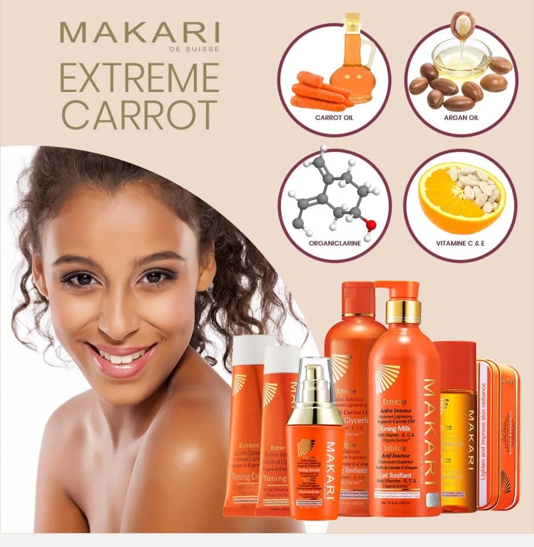 Coffret cadeau de soins tonifiants pour la peau Makari Extreme Carotte et huile d'argan 