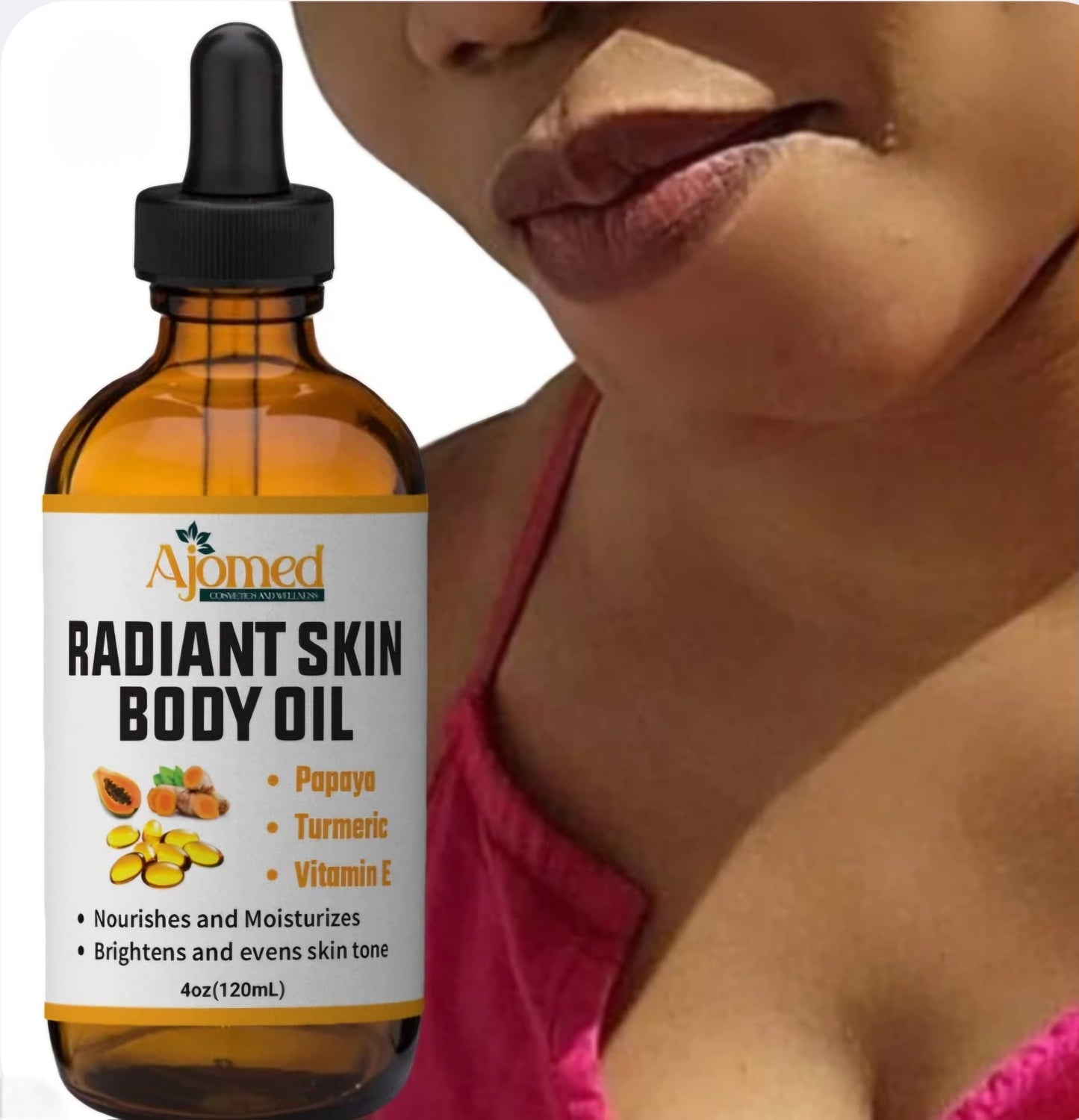 Body Brightening Oil - for Stretch Marks, Dark Spots & Acne Scars with Essential Oils - Firm & Tone Skin - Body, Face & Hair Moisturizer