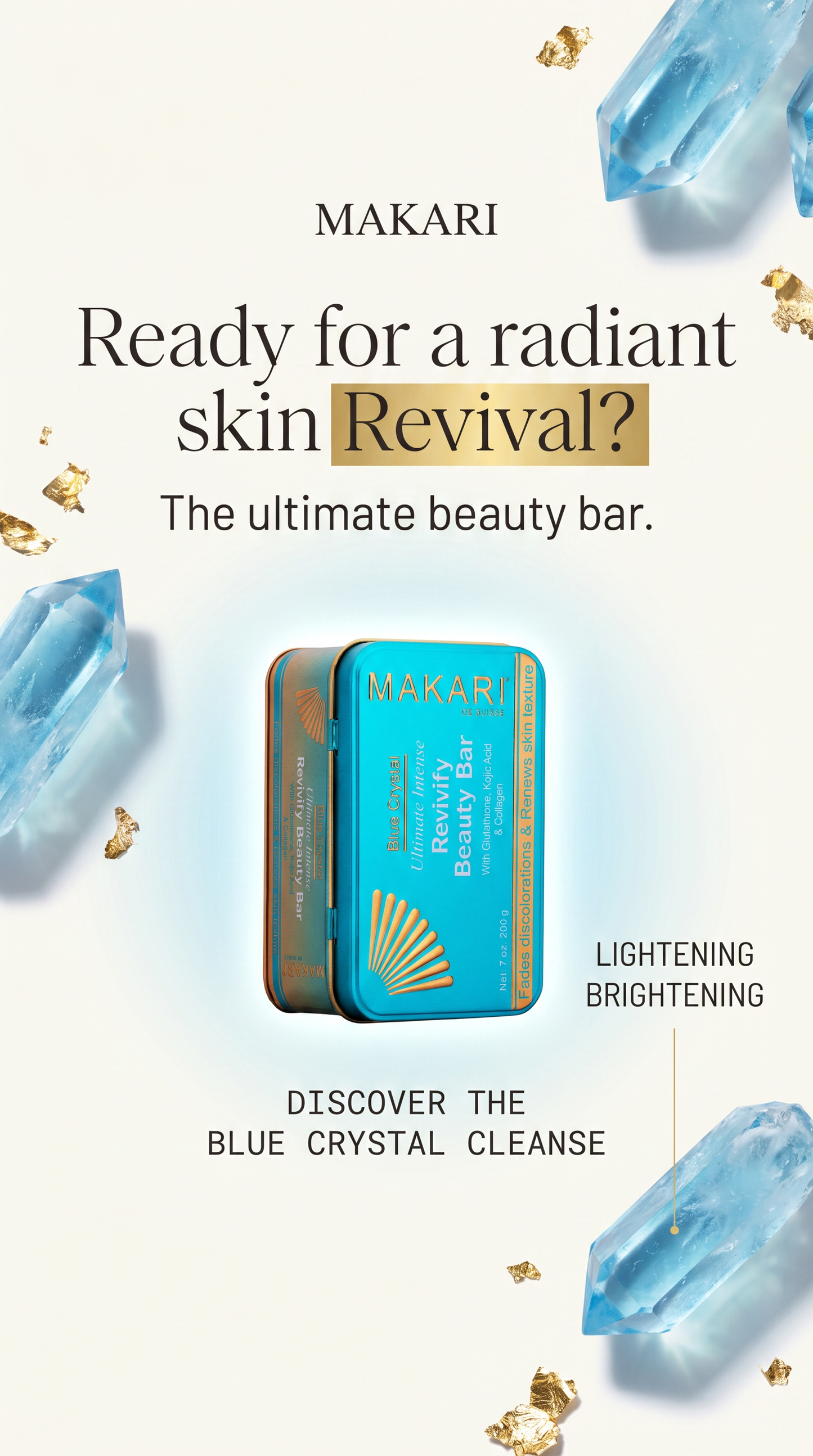 Makari Blue Crystal Revivify Beauty Bar Soap – Lightening, Brightening Cleansing
