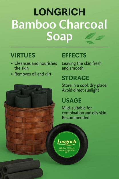 Jabón de carbón de bambú con esencia natural de Longrich