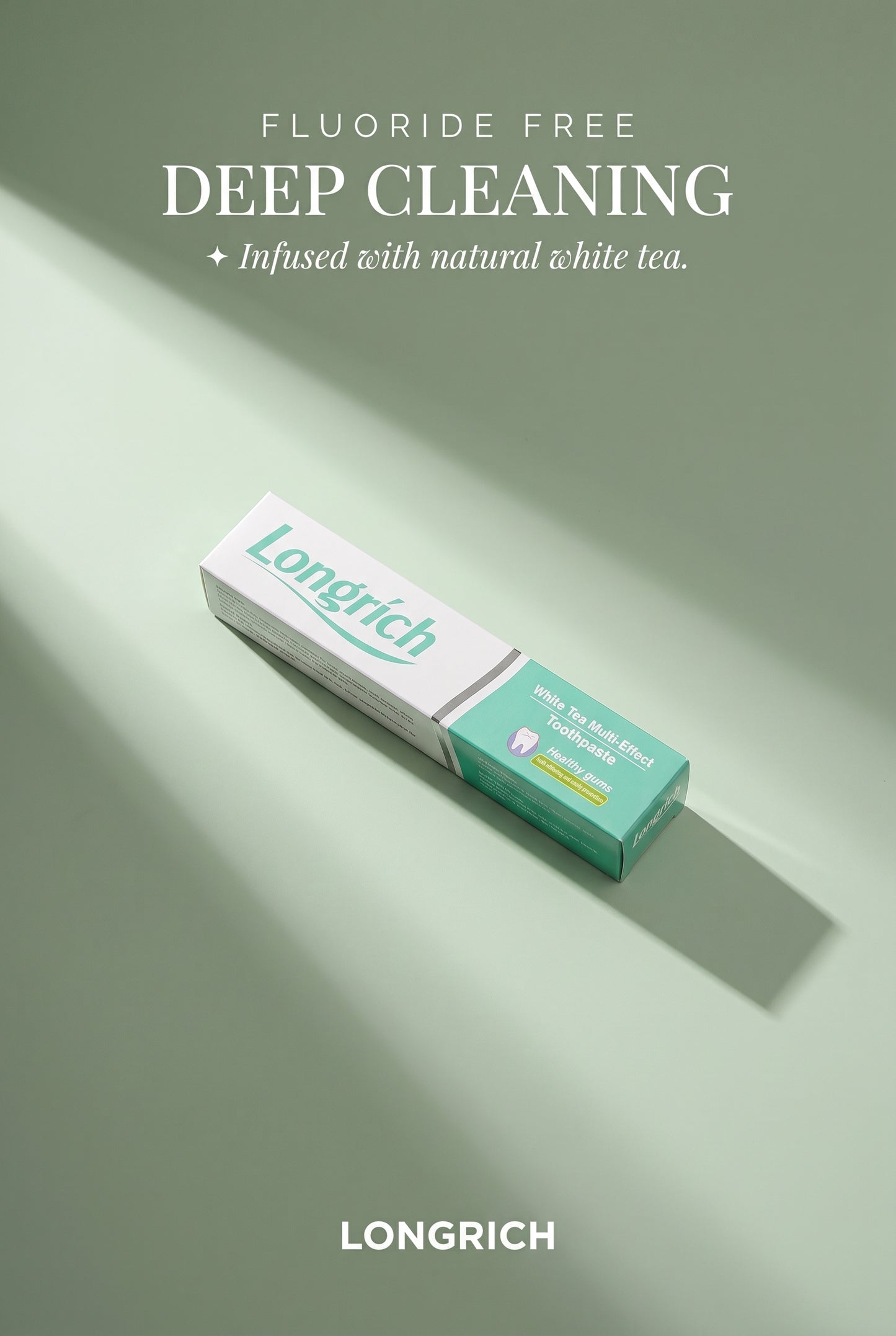 Dentifrice Longrich, thé blanc, sans fluor, nettoyage en profondeur, format géant (200 g)