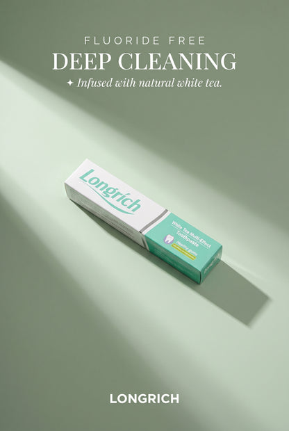 Dentifrice Longrich, thé blanc, sans fluor, nettoyage en profondeur, format géant (200 g)