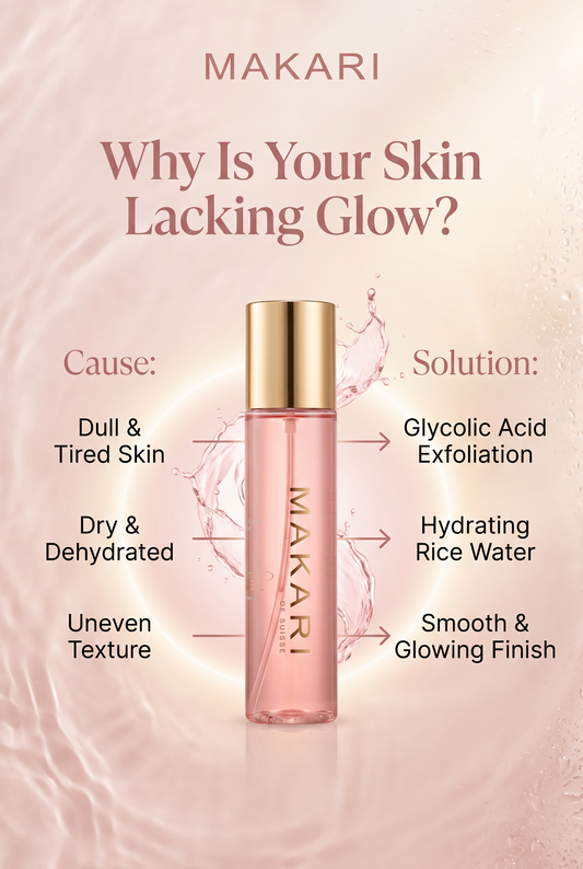 Set de regalo de tónico con ácido glicólico iluminador y agua de arroz de Makari con exfoliante Pure Radiance