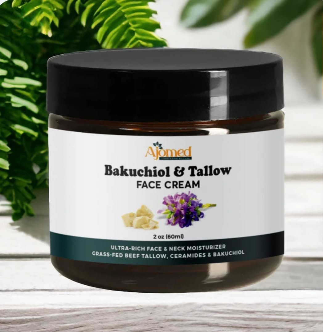 Beef tallow face cream with 2% Bakuchiol oil face moisturizer- Handmade natural retinol 2oz