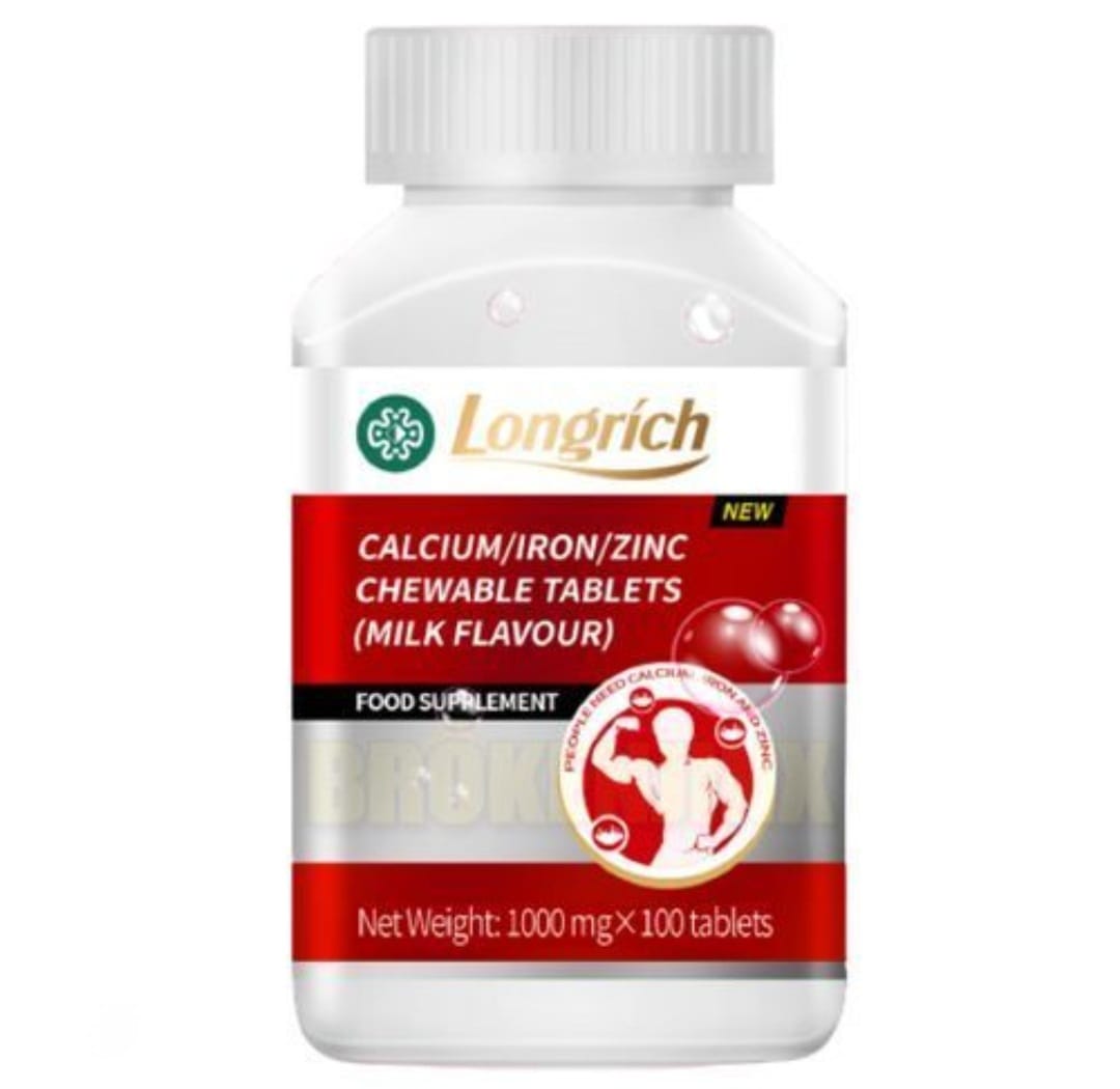 Longrich Calcium- Iron & Zinc Chewable Tablets/ Calcium Milk Flavor