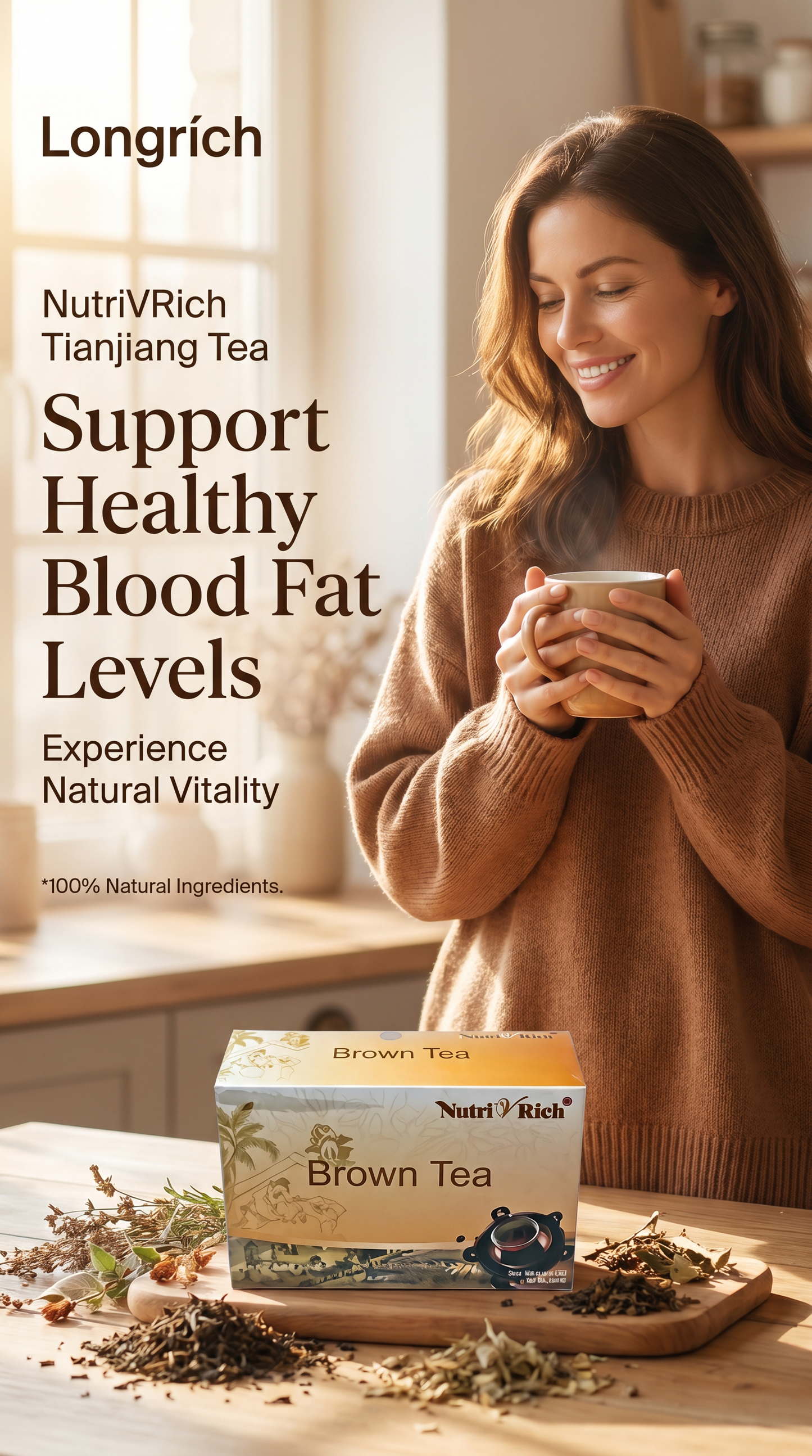 Longrich Brown Tea/ Longrich NutriVRich Tianjiang Tea / Blood Fat Reducing tea