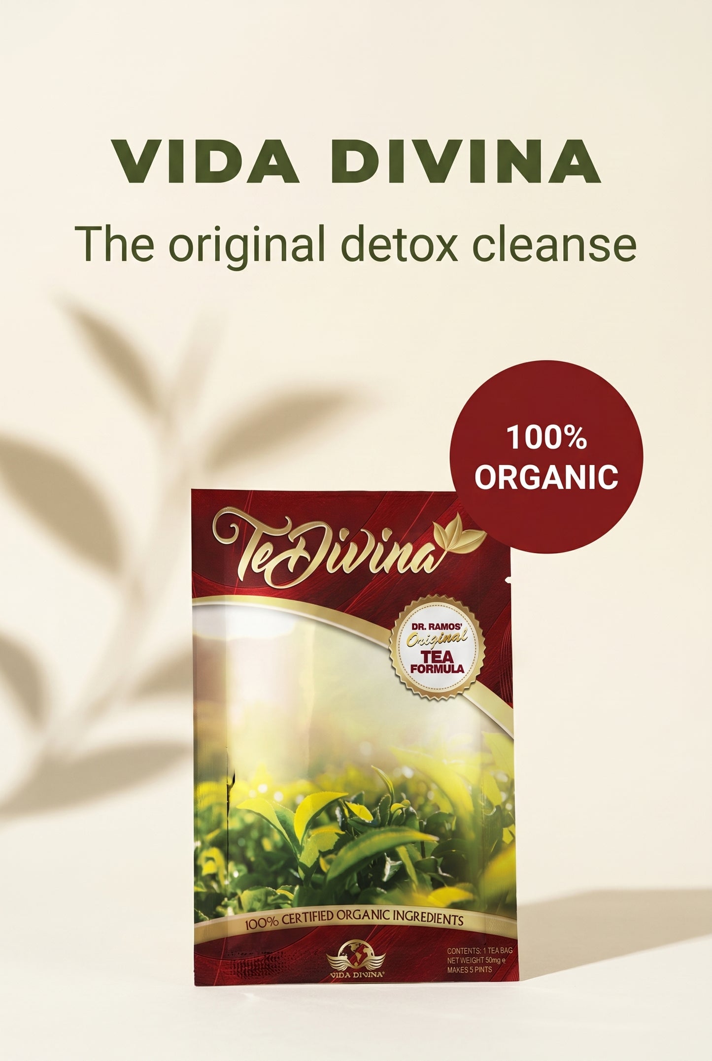 Thé détox original Te Divina pour la détoxification, le nettoyage et la perte de poids 1 sachet