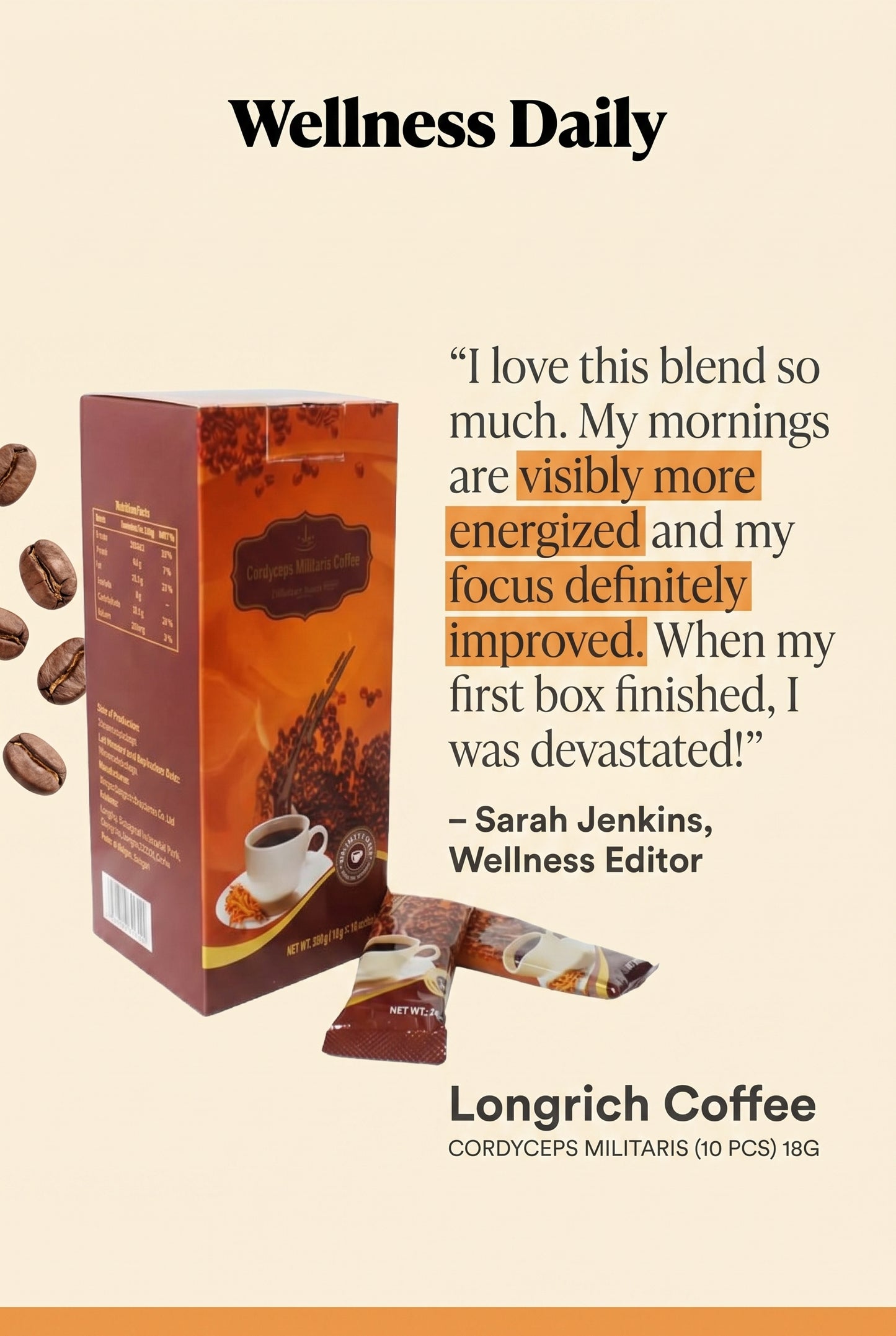 Café Longrich / Café Longrich Cordyceps Militaris (10 pièces) 18 g