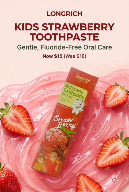 Longrich Kids Toothpaste – Strawberry Flavor 60g | Gentle Fluoride-Free Oral Car