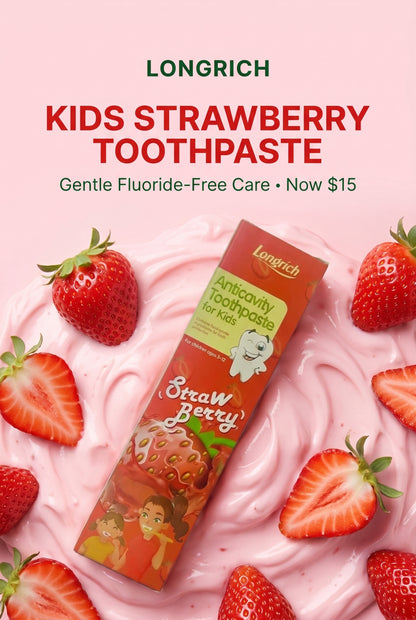 Longrich Kids Toothpaste – Strawberry Flavor 60g | Gentle Fluoride-Free Oral Car