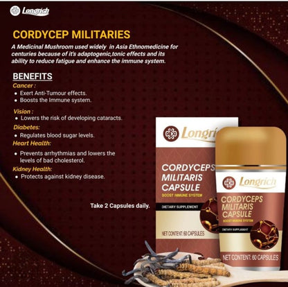 Longrich Cordyceps Militaris Capsule-Boosts Immune System(60 capsules)