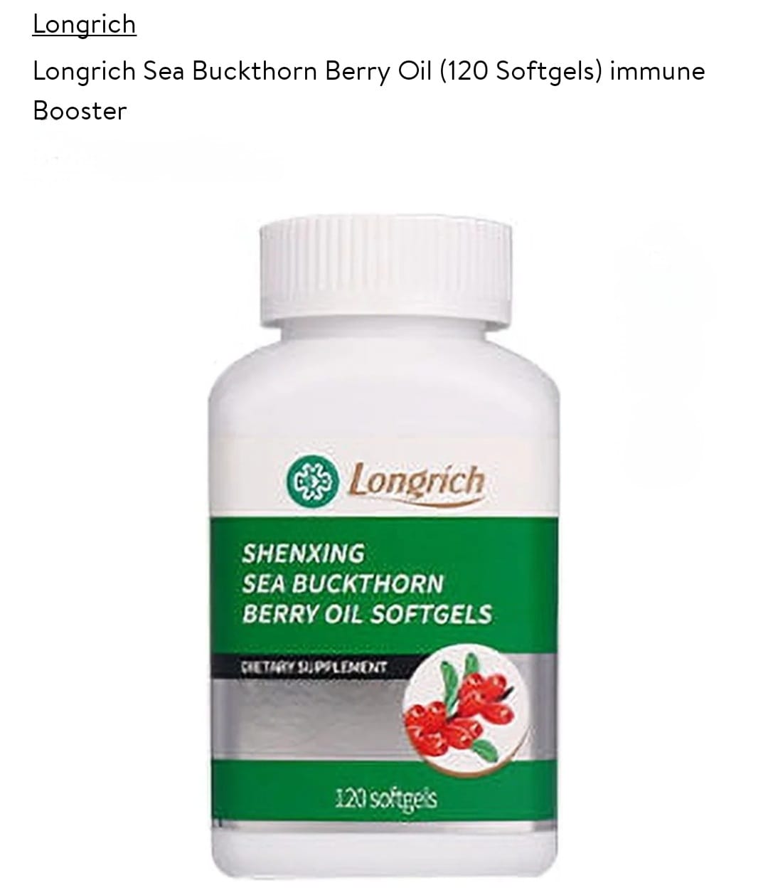 Longrich Berry Oil , Sea Buckthorn Berry Oil - 120 Softgels / USA New Packaging