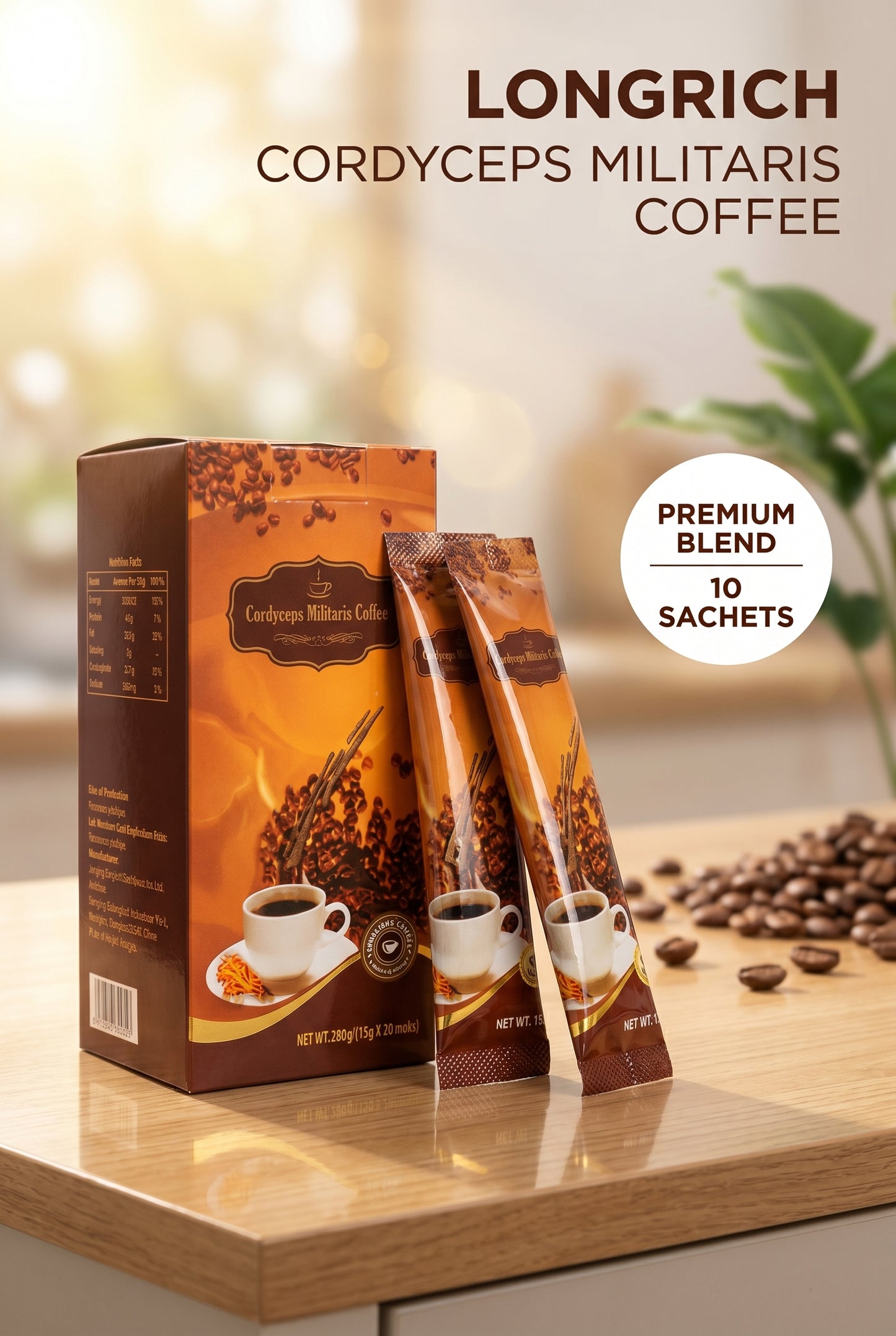 Café Longrich / Café Longrich Cordyceps Militaris (10 pièces) 18 g