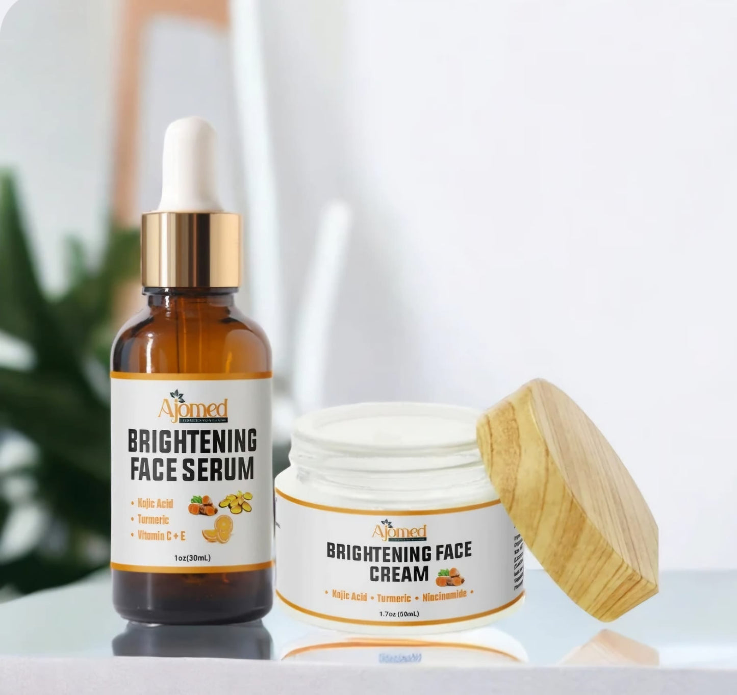 AJOMED Cosmetics and Wellness
Kojic Acid & Turmeric Brightening Neck Face Cream with Alpha Arbutin, Niacinamide and Papaya. Handmade Face cream